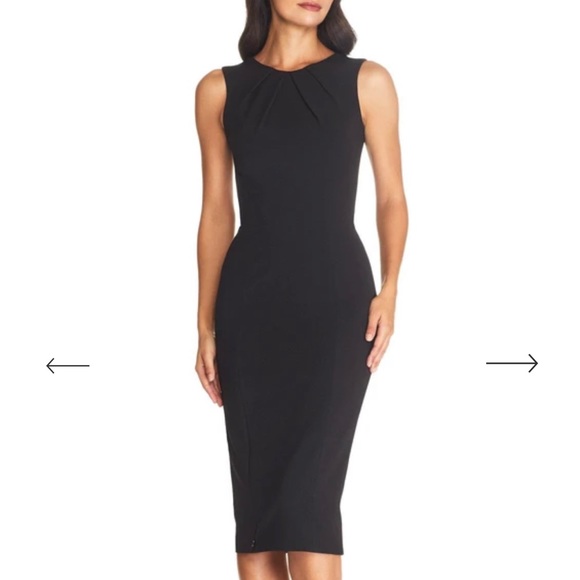 Dress the Population Black Midi Dress with Slit - Picture 2 of 4